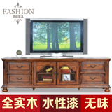 欧式美式复古全实木电视柜美式乡村实木白蜡木电视柜水性漆电视柜