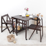 外贸高档实木餐桌椅可移动饭桌 可折叠桌椅 简约现代小户型餐桌子