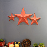 美式复古五角星壁挂做旧立体星星墙面挂饰家居铁皮画软装饰品墙饰