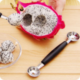 创意双头不锈钢挖球器水果勺子 西瓜火龙果冰淇淋勺果冻挖勺