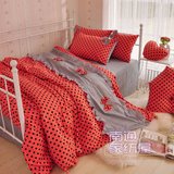 玫红点点公主床品韩国可爱宿舍单人床全棉儿童床上用品三/四件套