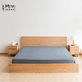 北欧日式简约榻榻米全实木1.8米双人床大床橡木婚床韩式床可定制