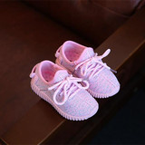 春夏季新款韩版儿童女宝宝透气休闲运动鞋1-2-3岁女童粉色软童鞋