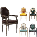 实木欧式复古餐椅美式现代简约时尚椅做旧扶手新古典咖啡厅椅子