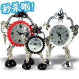 礼物金属齿轮机器人时尚大闹钟表 创意个性正品座钟 懒人可爱时钟