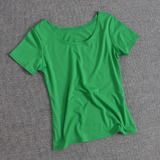 欧洲站新款修身显瘦纯棉打底衫圆领绿色纯色百搭上衣短袖t恤女