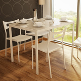 包邮 韩式简约白色钢化玻璃餐桌椅组合 不锈钢长方形一桌四椅超值