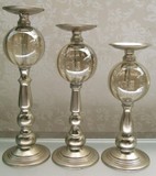 后现代家具样板房装饰瓶简约欧式古典宫廷香槟金色玻璃圆球烛台