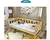 儿童实木床带护栏大床拼小床加宽加长松木床拼接小孩单人床可定做