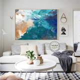 大幅美式大气蓝色抽象装饰画沙发餐厅卧室走廊玄关背景墙艺术挂画