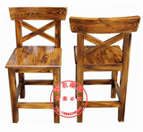 惊爆实木复古前吧台椅收银椅碳化色75cm靠背木质高凳木热销酒吧椅