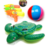 包邮儿童游泳戏水玩具  宝宝水球小孩大人海龟充气浮排沙滩球水枪