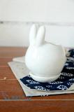 zakka杂货手工多肉花盆Q版可爱DIY兔子白瓷陶瓷花盆带托盘有孔