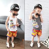 2016夏季新款 韩版儿童男女童装小汽车工字背心 中童无袖上衣
