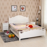全实木床1.8双人床1.5松木实木单人床大床1.2米白色成人床包邮