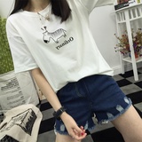 2016韩国夏季新款女装学生宽松大码圆领纯棉上衣潮半袖短袖女T恤