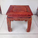 老挝大红酸枝四方凳高档红木雕花矮凳 实木换鞋凳沙发凳 红木家具