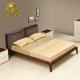 现代简约北欧宜家水曲柳实木床1.8米小户型卧室家具布艺床软包