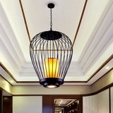 新中式吊灯铁艺客厅灯LED餐厅灯复古卧室灯酒店茶楼鸟笼灯笼灯具