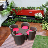 筑梦人家 创意花型外观藤编户外桌椅组合 庭院花园酒店西餐厅室外