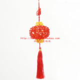 卖珠珠DIY手工艺品串珠创意车挂新年大红灯笼材料包送教程