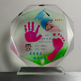 婴儿出生纪念品水晶手足印宝宝手脚印送给宝宝的礼物八面玲珑