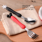 Sherlock叉勺2件套 不锈钢西式米奇餐具汤勺创意刀叉勺子西餐套装