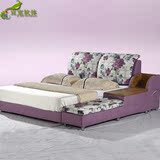 布艺床 布床可拆洗 北欧时尚软床双人床1.8米榻榻米婚床简约现代