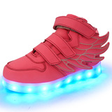 2016年春夏季品牌童鞋翅膀USB儿童休闲运动LED发光男板鞋韩版男鞋
