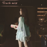 Touch Miss  日系夏季新款女装露肩雪纺荷叶边裙短款显瘦连衣裙