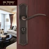 包邮贝尔维帝全纯铜卧室内房门锁简约简欧美式仿复古实木黑色门锁