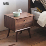定制 简约现代实木橡木床头柜 日式北欧风格黑胡桃木卧室床头柜