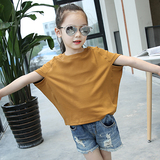 女童短袖t恤夏季新款2016中大童韩版纯棉蝙蝠袖打底衫半袖上衣潮