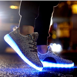 夏季飞织LED灯鞋韩版休闲男女网面鞋发光鞋透气情侣鞋USB充电