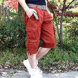 夏季户外男装多口袋工装七分裤结实耐磨休闲直筒工作裤宽松加大码