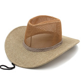 帽子男女式夏天网眼透气西部棉麻牛仔帽户外大檐遮阳女沙滩帽子