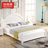 百奇林 韩式床田园公主床1.8米双人床 1.5实木床欧式床简欧儿童床