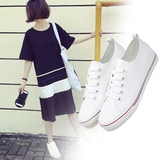 学生经典百搭平跟女单鞋休闲板鞋白色简单舒适韩国潮帆布鞋女时尚