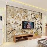 现代中式墙布油画 手绘花卉真丝墙纸壁画  电视背景墙客厅壁纸