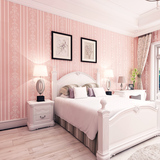 欧式条纹无纺布墙纸 3D立体蓝色粉色壁纸 卧室客厅电视背景美容院