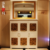 汉龙赤马 上海家具现代中式定制家具门厅装饰玄关柜 三门花影鞋柜