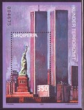9066/2002阿尔巴尼亚邮票，9.11恐怖袭击，小型张。