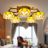 地中海个性创意多头吊灯LED铁艺卧室客厅餐厅5/6/8头玻璃吸顶灯具