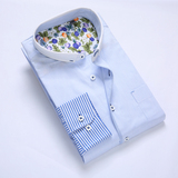品牌正品剪标批发特价男装男士2016春装新款蓝色条纹白领长袖衬衫