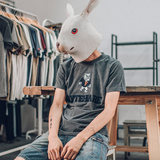 [Bytehare]美式复古字母3D动物刺绣男士短袖纯棉水洗TEE夏季T恤