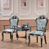 欧式椅子真皮面洽谈椅新古典餐椅美式接待椅组合实木椅子家具现货