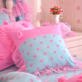 可爱韩版公主风粉色心形方枕靠枕靠垫抱枕床头四件套配套小件