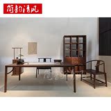 新中式老榆木免漆茶桌实木办公桌禅意茶台仿古餐桌书法桌简约家具