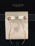 【韩国代购】lloyd专柜正品14k金珍珠 玫瑰花长款耳环（预定）