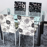 九美 现代时尚长方形防水无锈餐桌椅 1.2 1.3米钢化玻璃双层餐桌